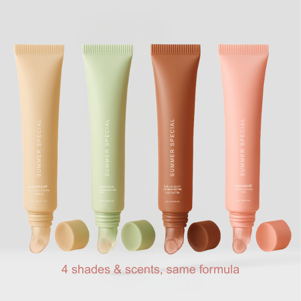 Glossy Summer Lip Balm Set with 4 Shades, Sheer Tint, Hydrating Finish