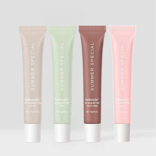 Glossy Summer Lip Balm Set with 4 Shades, Sheer Tint, Hydrating Finish
