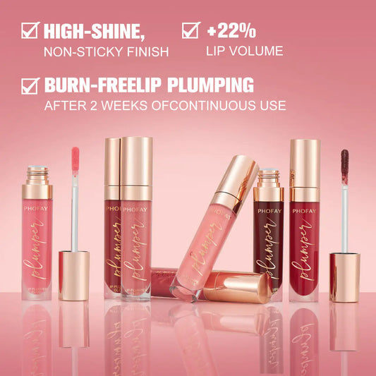 PHOFAY Shiny Lip Plumper Gloss - Soft Pink Glow