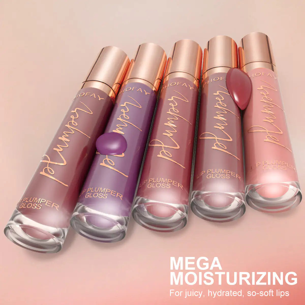 PHOFAY Shiny Lip Plumper Gloss - Soft Pink Glow