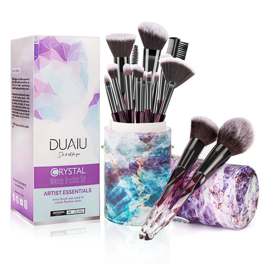 CrystalGlow 15‑Piece Brush Set – Luxe Synthetic Bristles