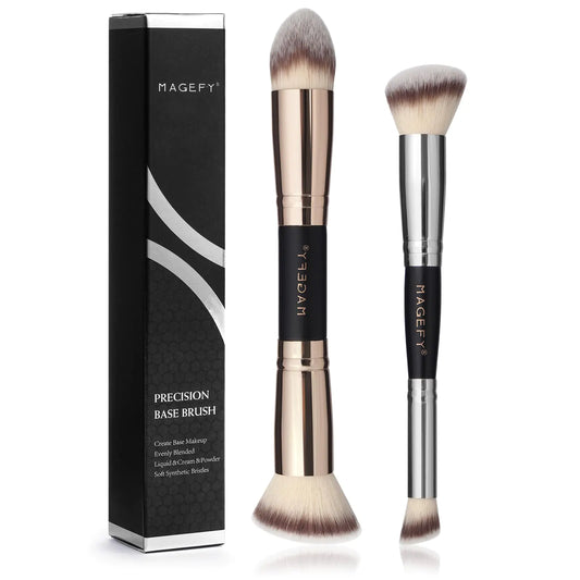 MAGEFY 2PCS Double‑Ended Brushes – Foundation, Concealer & Contour